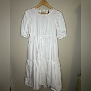 ZARA‎ White Tiered Cotton Maxi Dress Size M